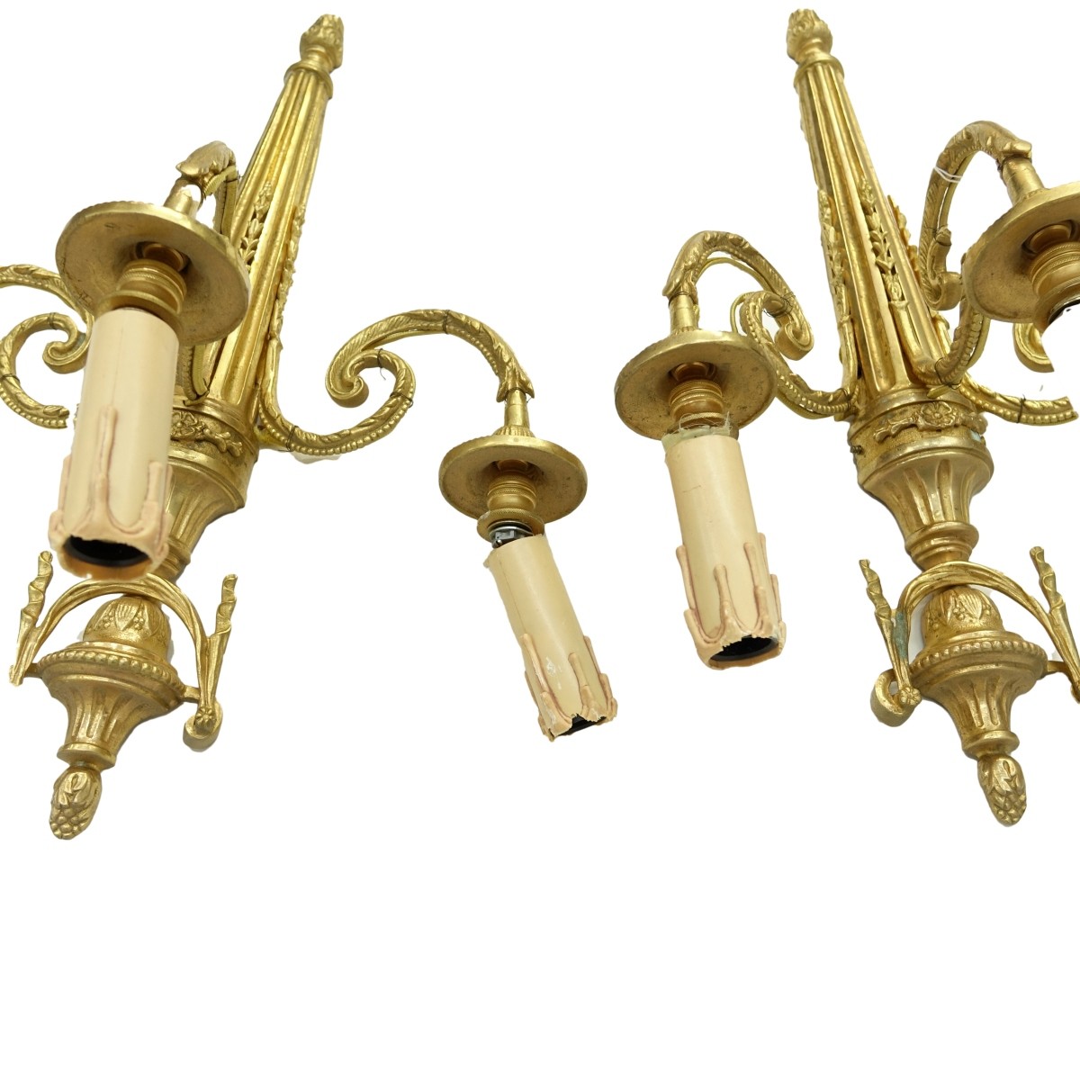 Pair of Gilt Bronze Three Arm Sconces