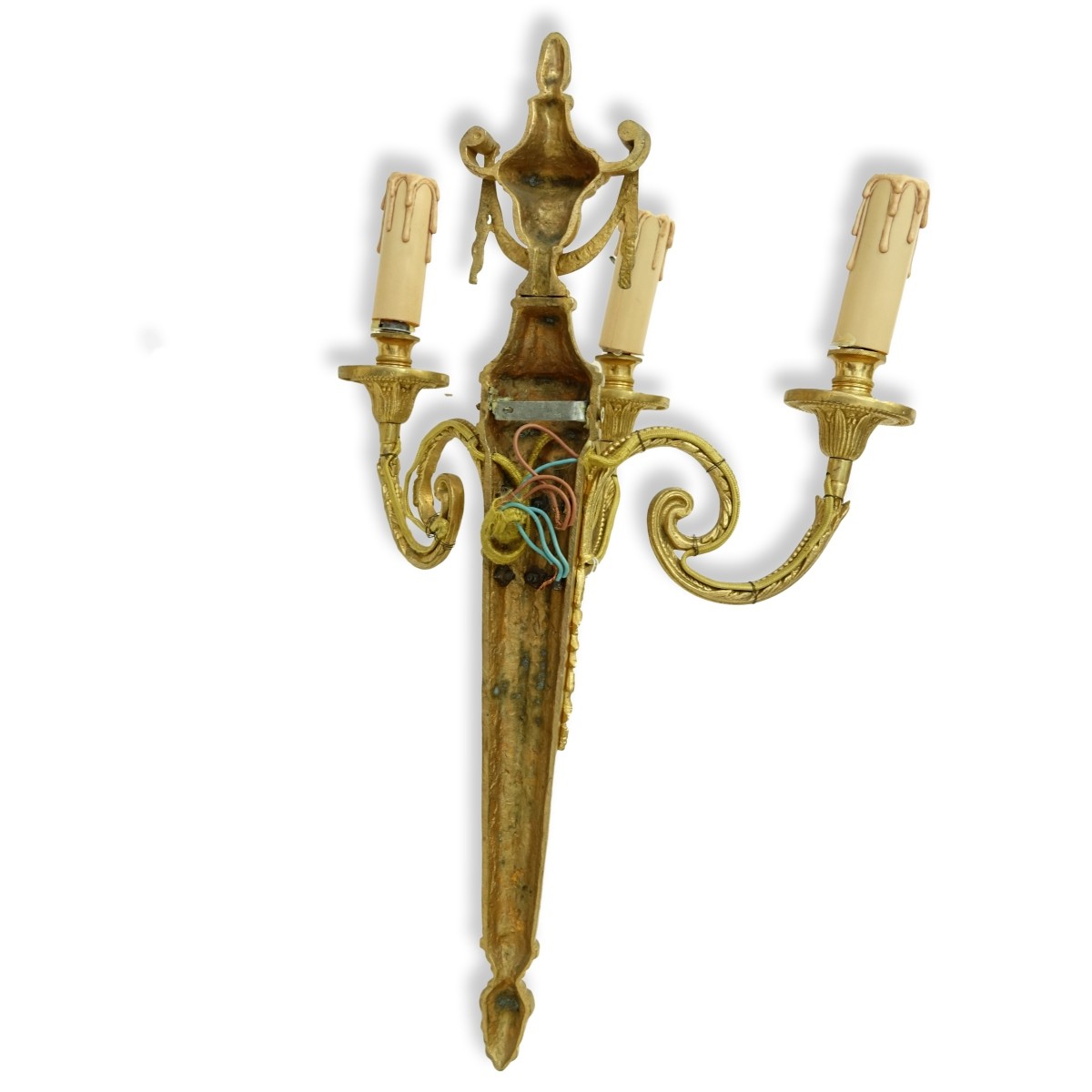 Pair of Gilt Bronze Three Arm Sconces
