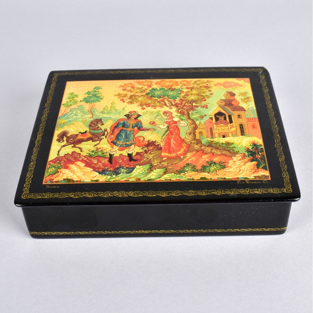 Vintage Russian Hand Painted Lacquer Box