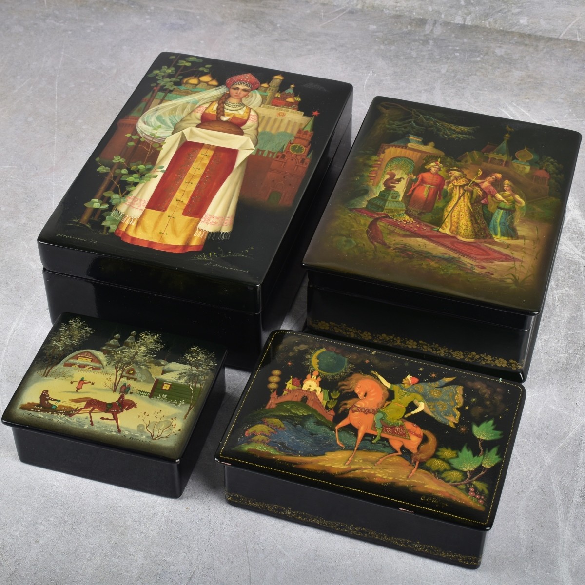 Vintage Russian Paper Mache Boxes