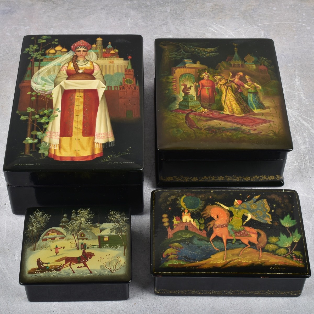 Vintage Russian Paper Mache Boxes