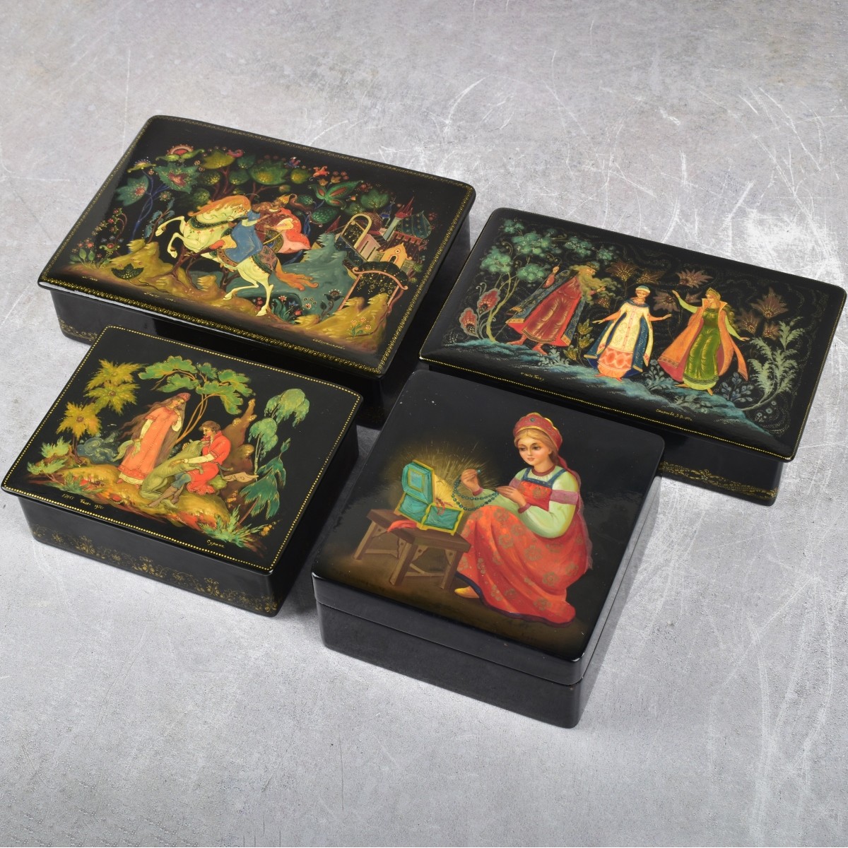 Vintage Russian Paper Mache Boxes