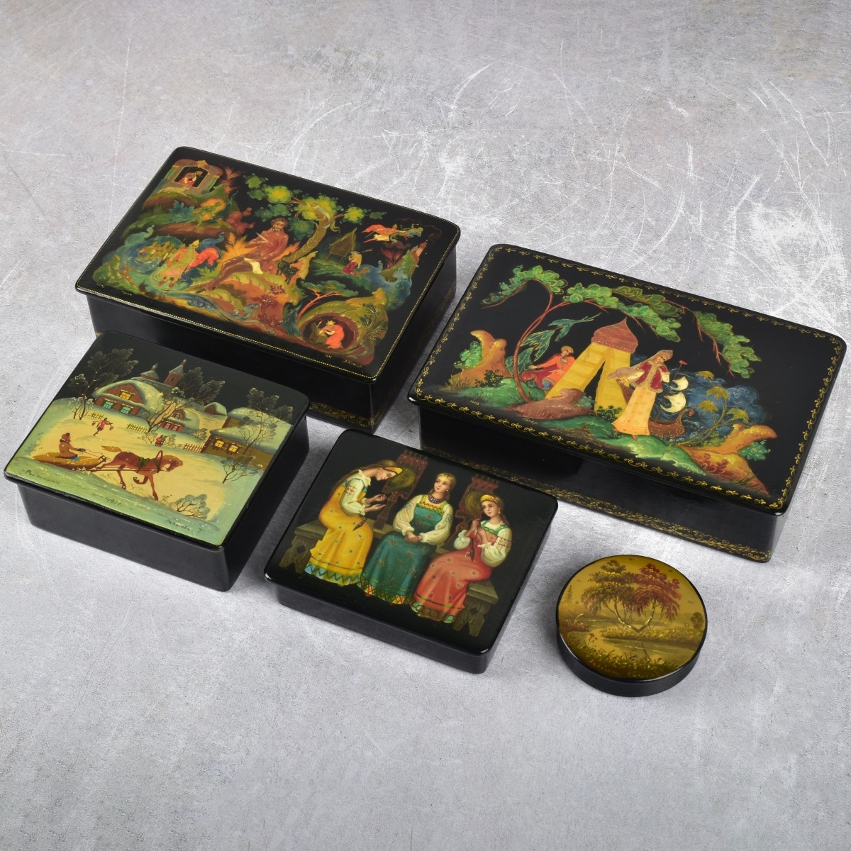 Vintage Russian Paper Mache Boxes