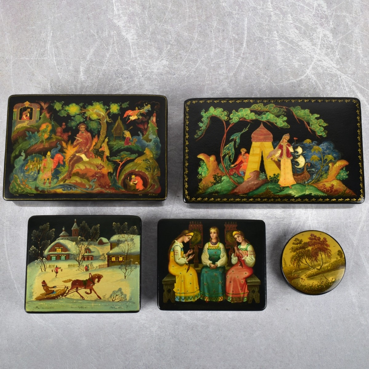 Vintage Russian Paper Mache Boxes