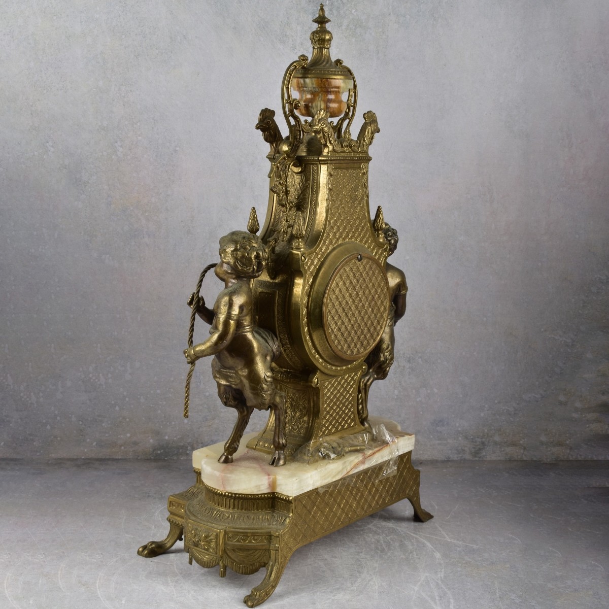 Brass and Pink Onyx Garniture Set