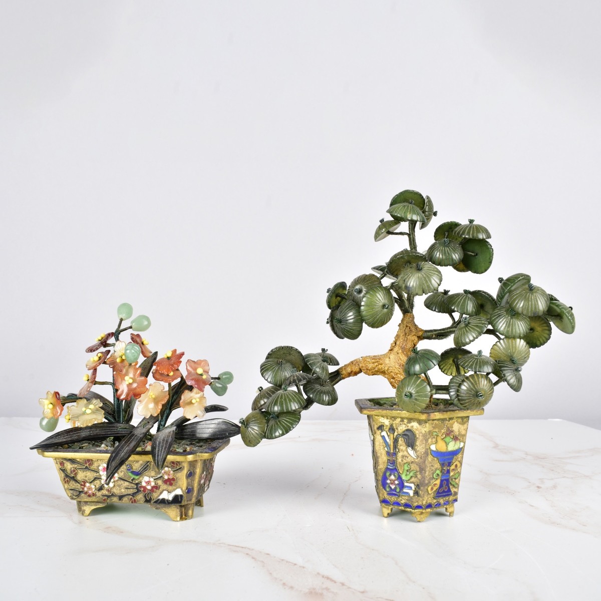 Lot of Jade Agate Chinese Cloisonne