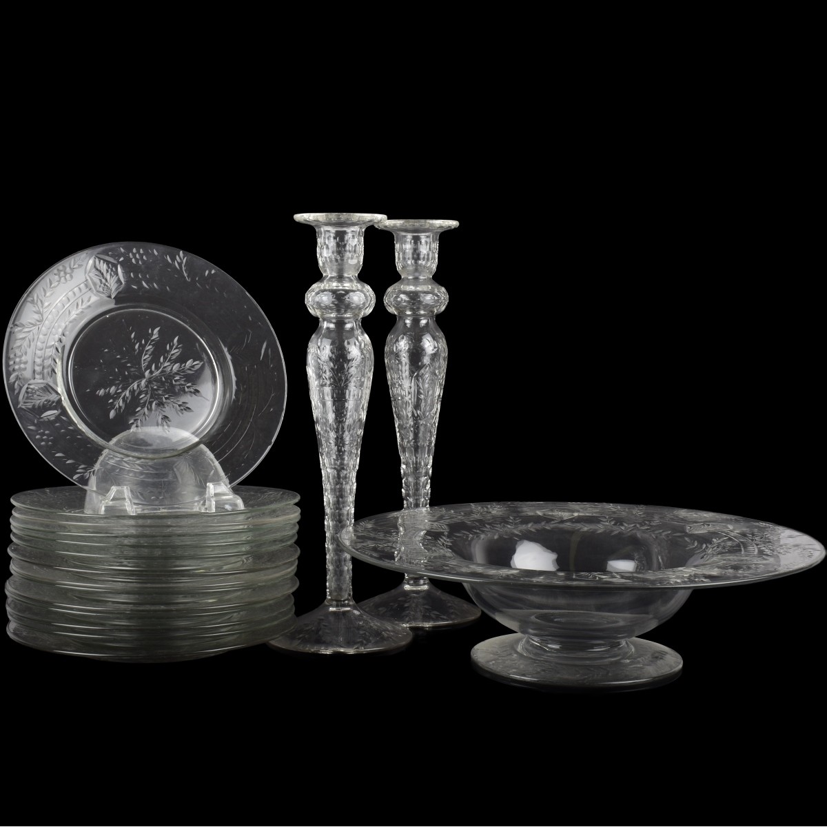 Vintage Floral Etched Glass