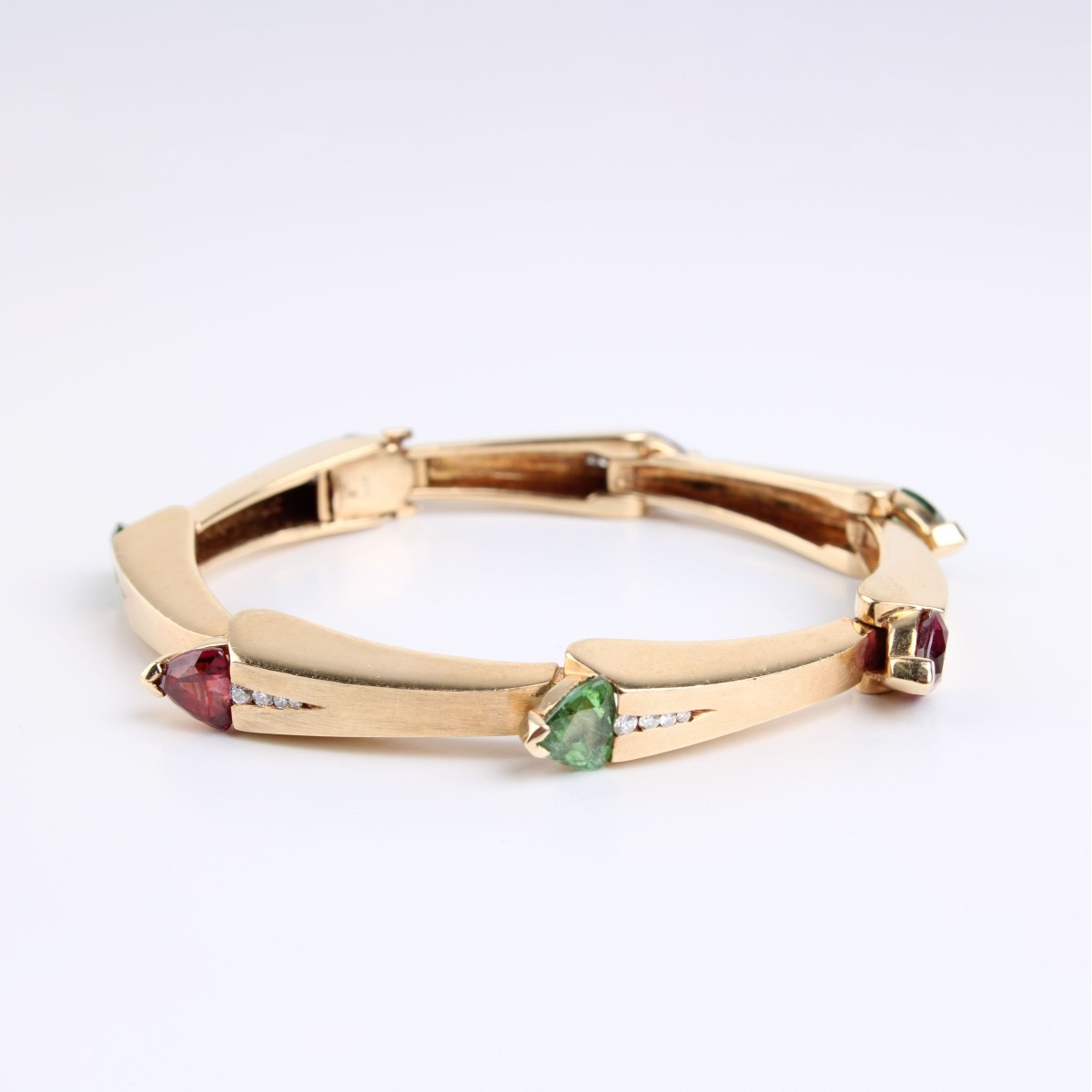 Tourmaline, Diamond and 14K Bracelet