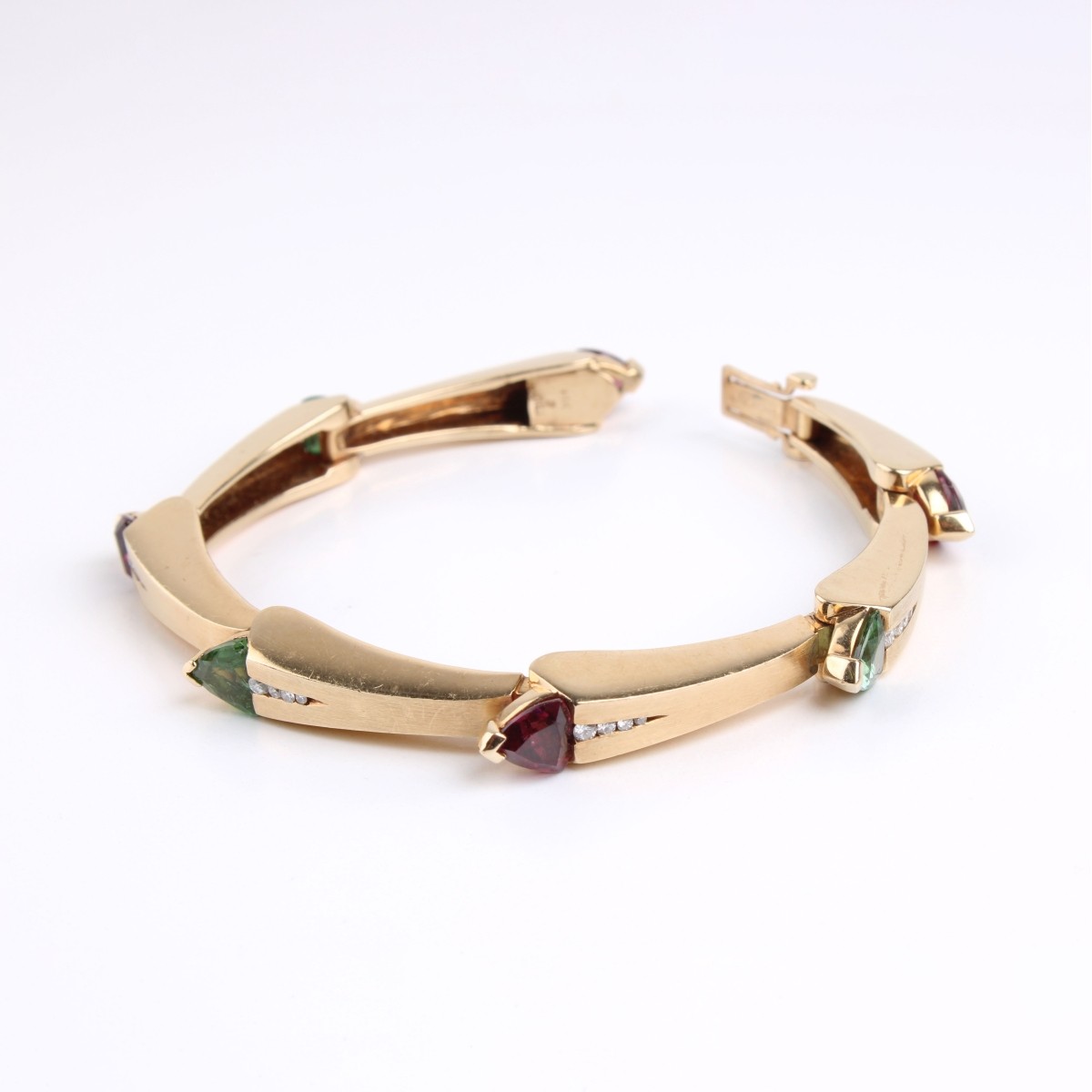Tourmaline, Diamond and 14K Bracelet