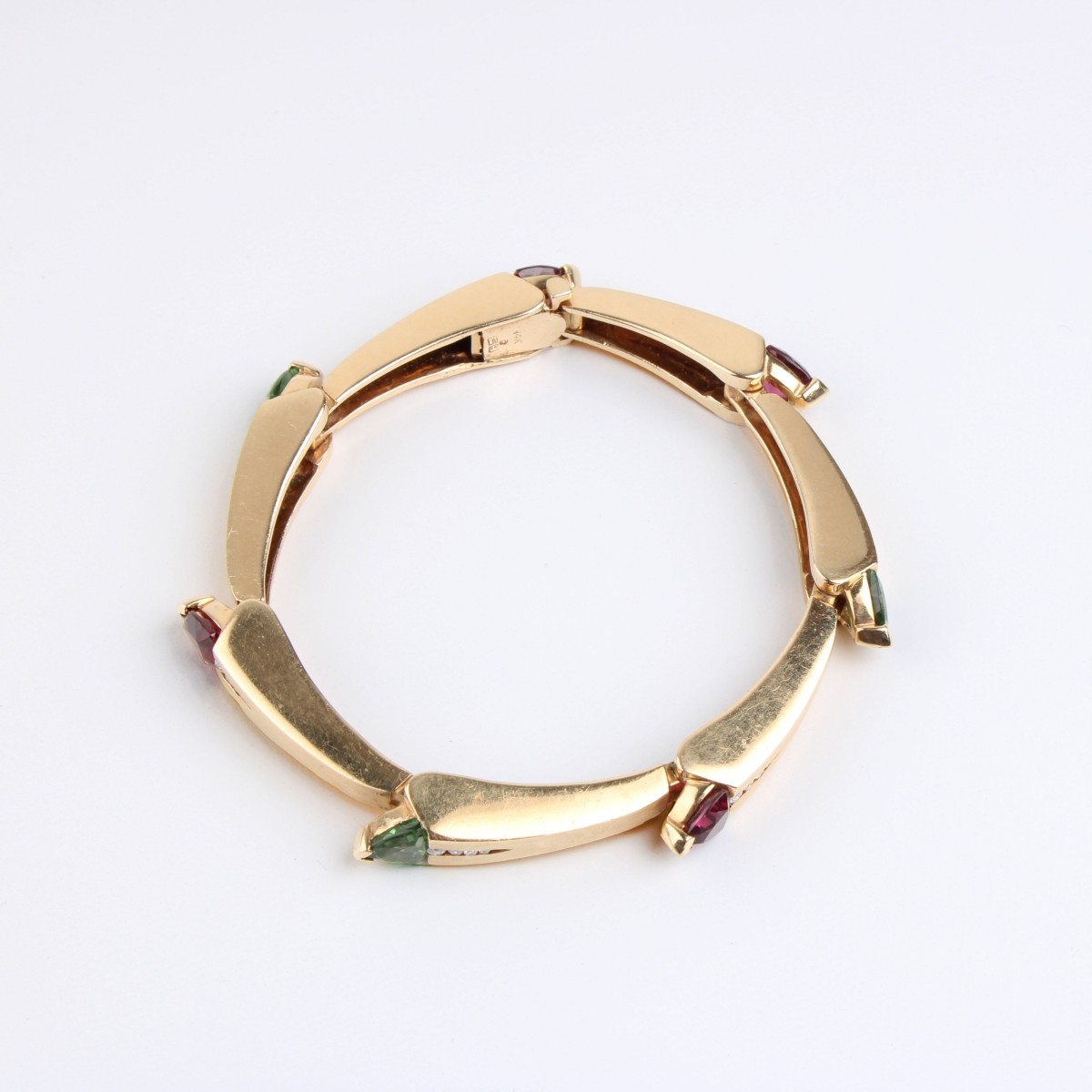 Tourmaline, Diamond and 14K Bracelet