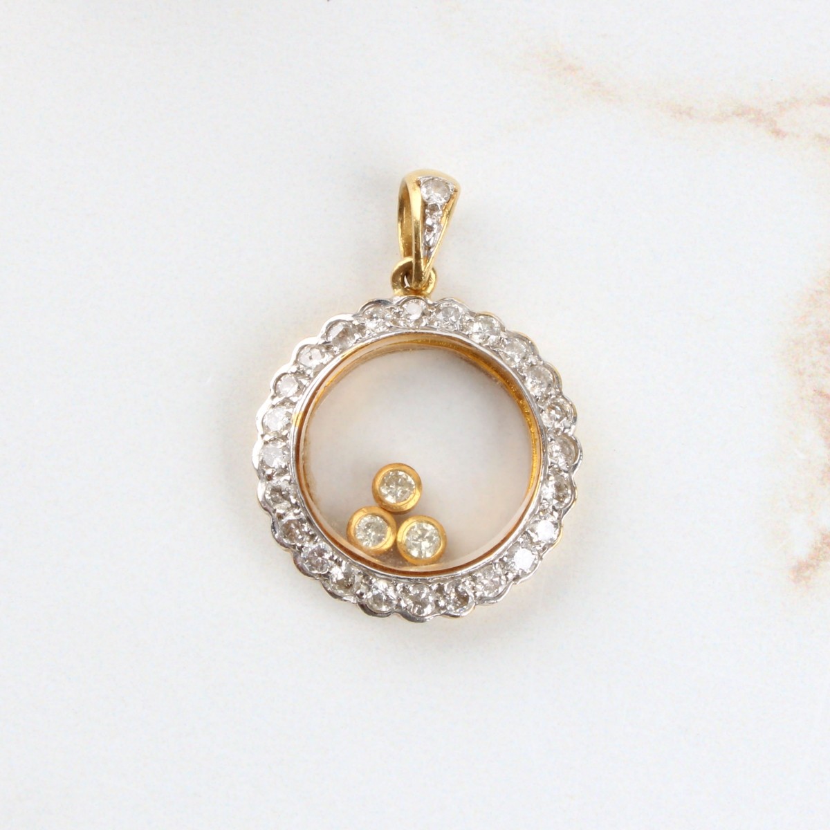 Diamond and 18K Pendant and Earrings