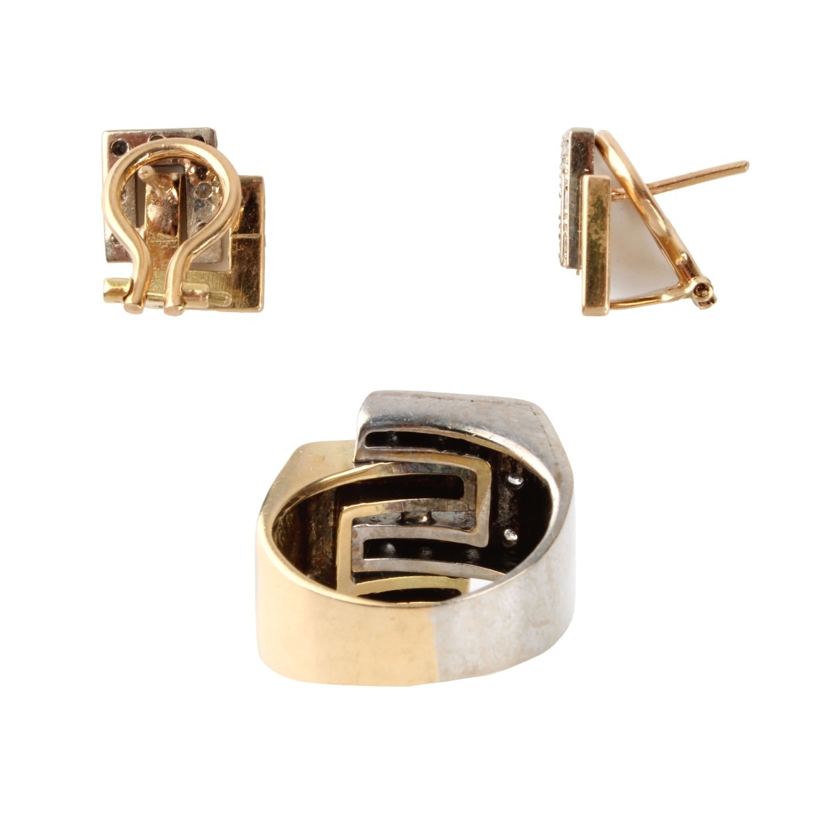 Diamond and 18K Ring and Earrings