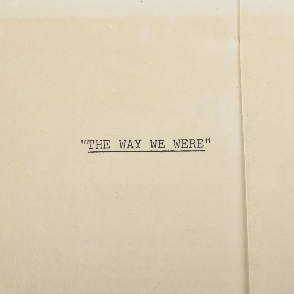 "The Way We Were" Screenplay