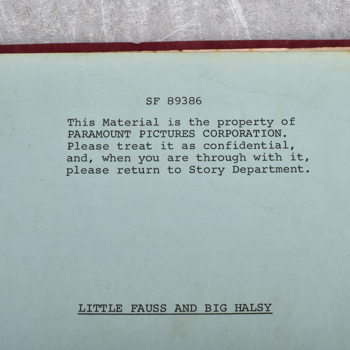 "Little Fauss and Big Halsy" Screenplay