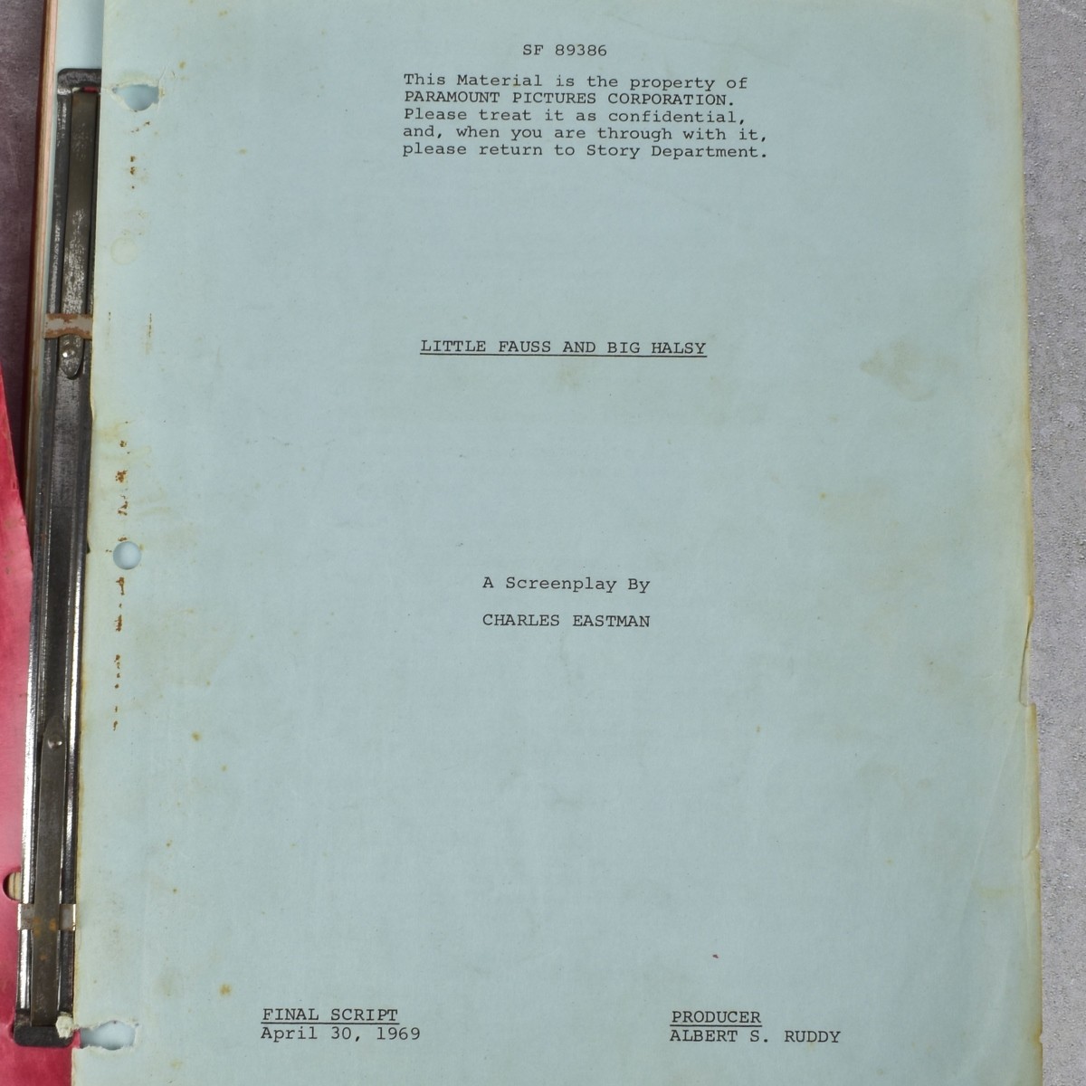 "Little Fauss and Big Halsy" Screenplay