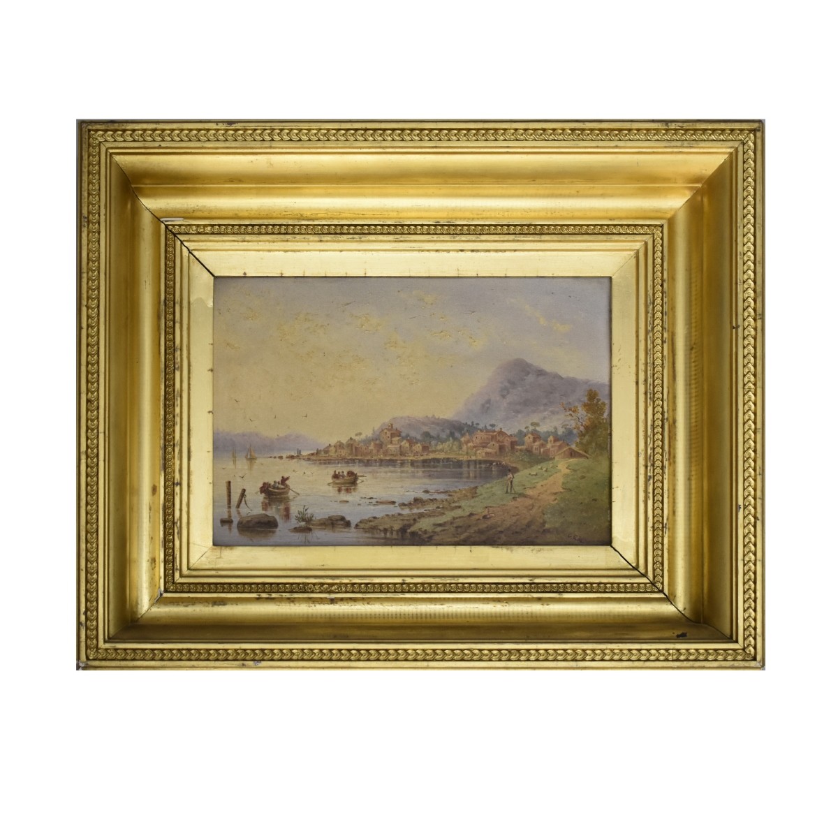 European Shore Scene Oil on Board