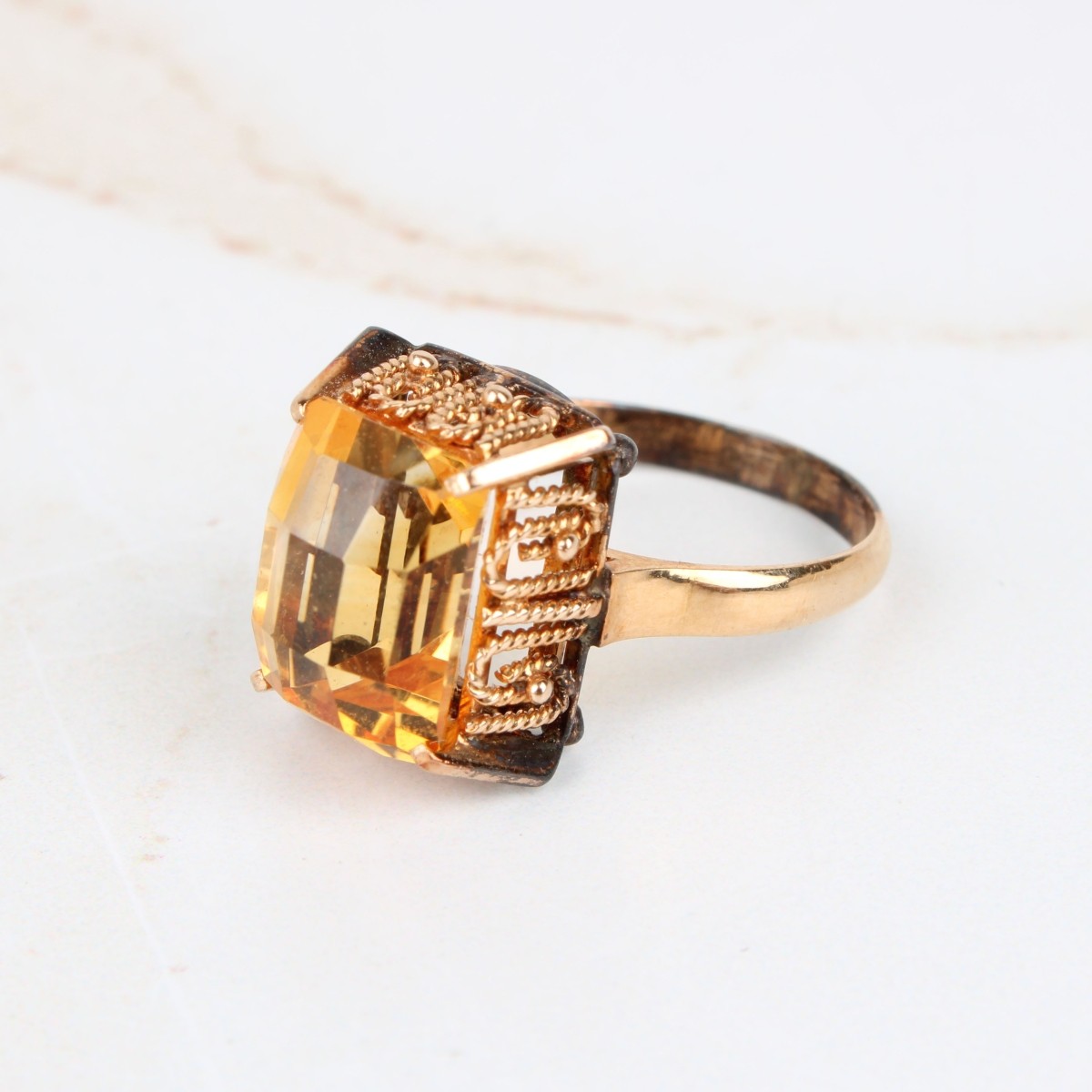 Gemstone and 14K Ear Studs and Ring