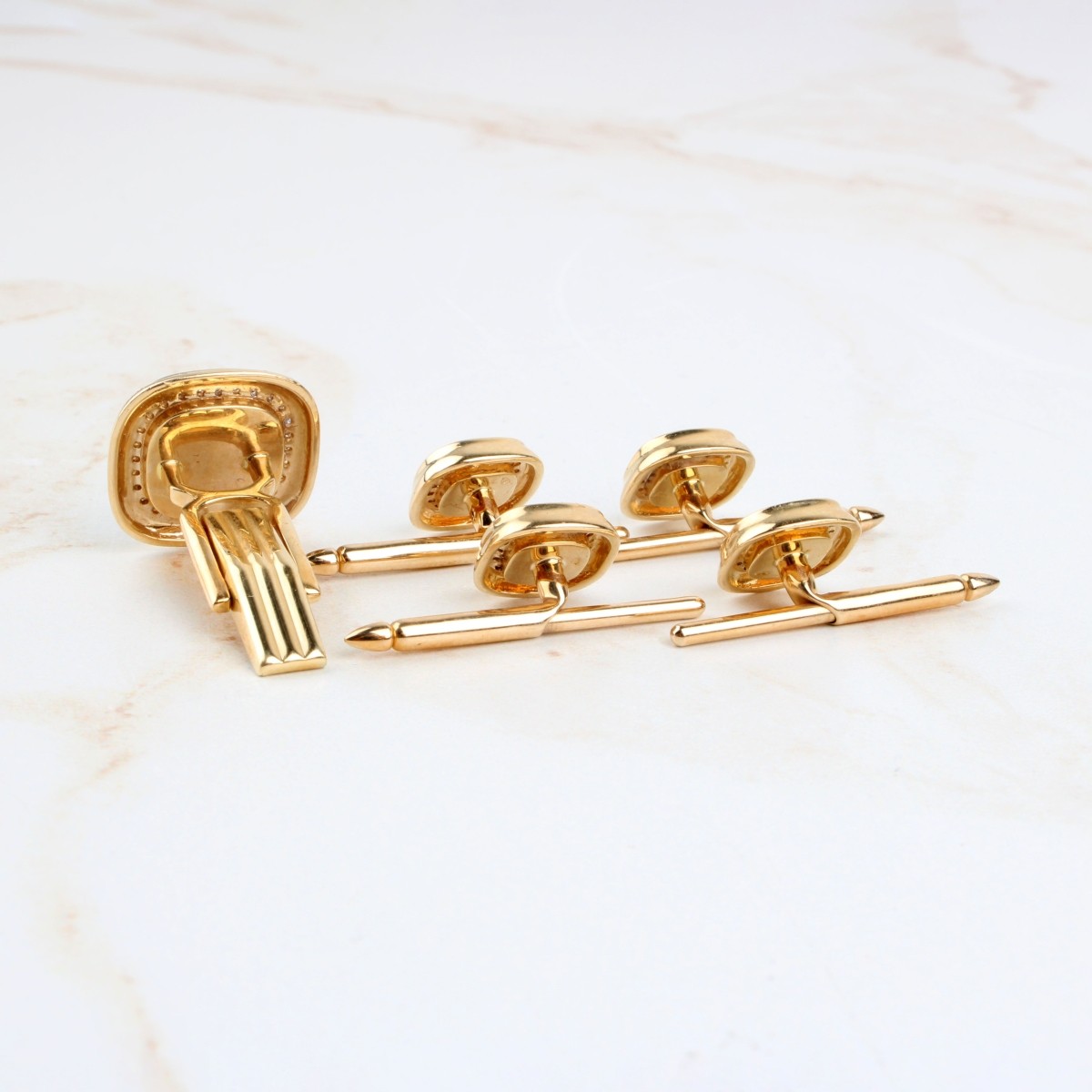 Diamond, Onyx and 14K Cufflink and Studs