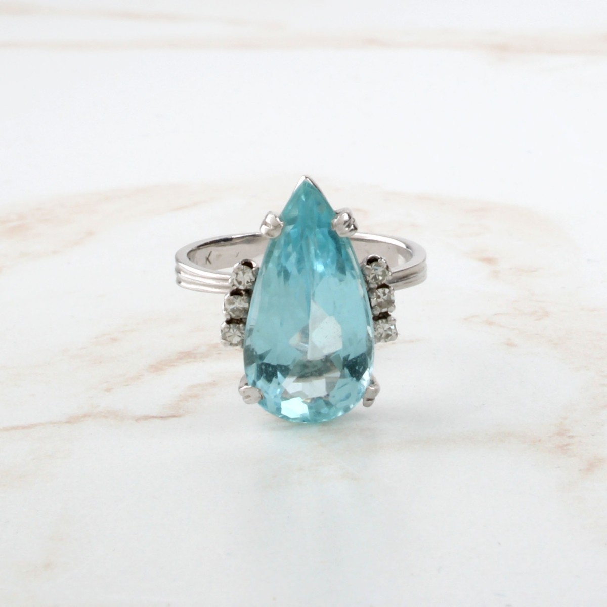 Aquamarine, Diamond and 18K Ring