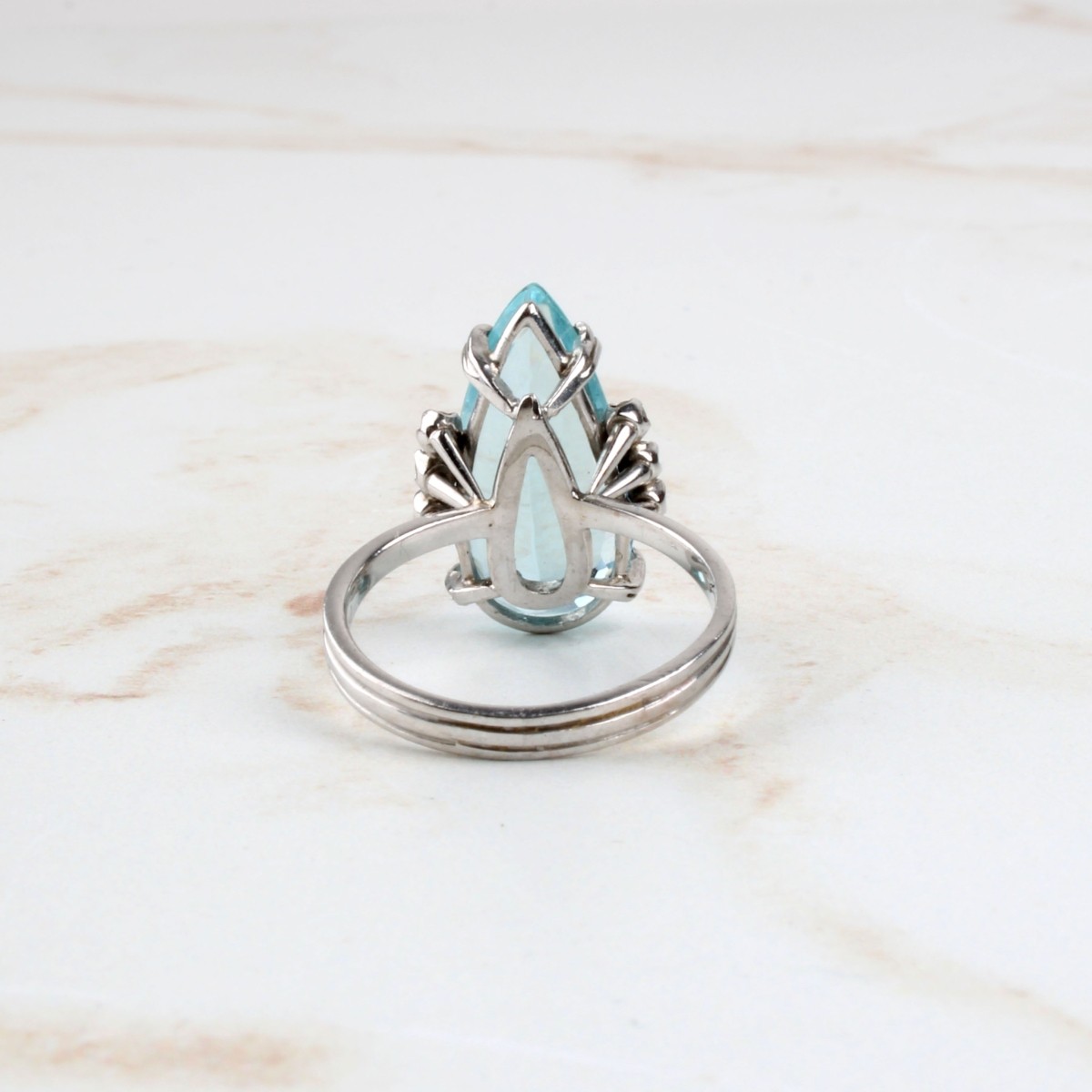 Aquamarine, Diamond and 18K Ring