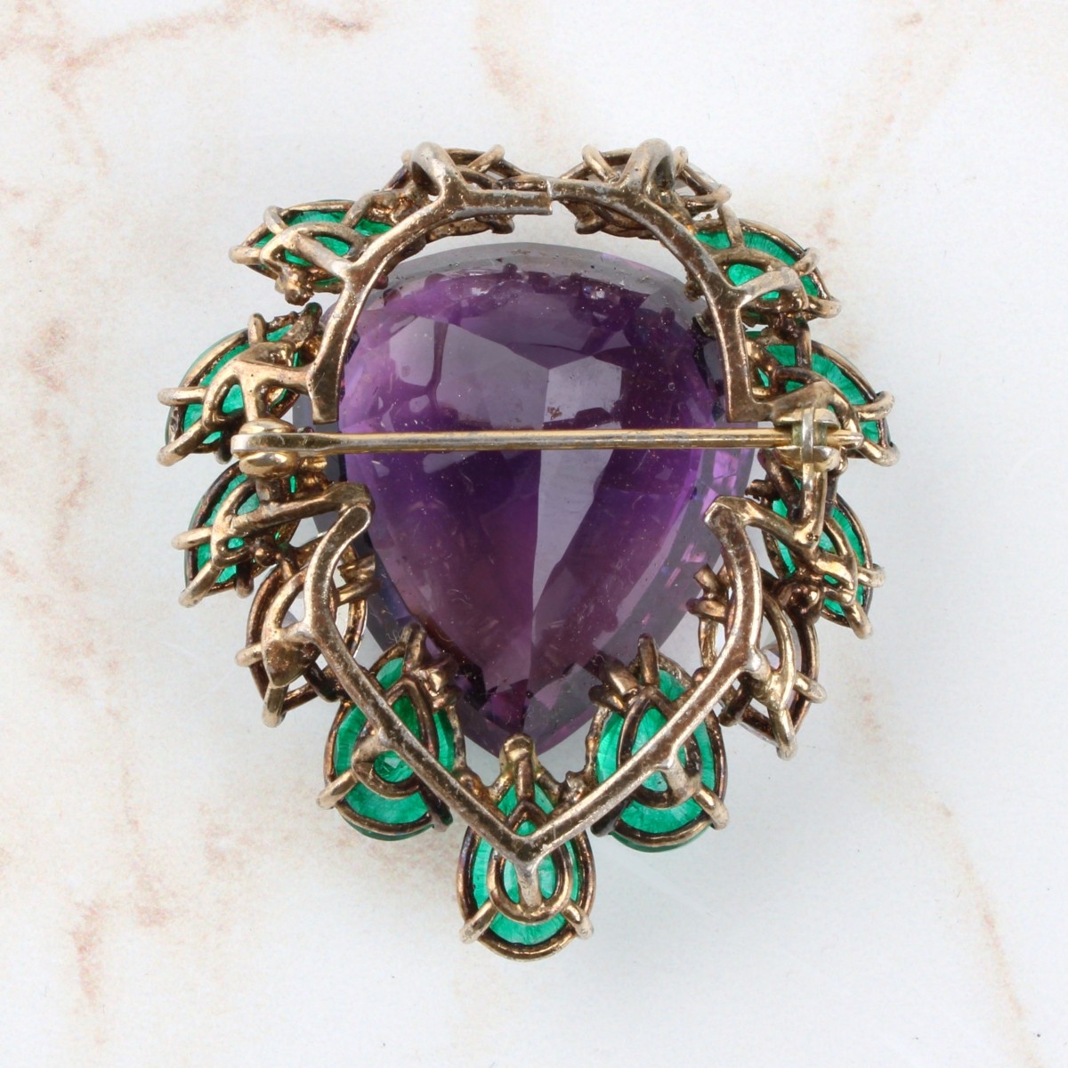 Antique Gemstone and Silver Brooch