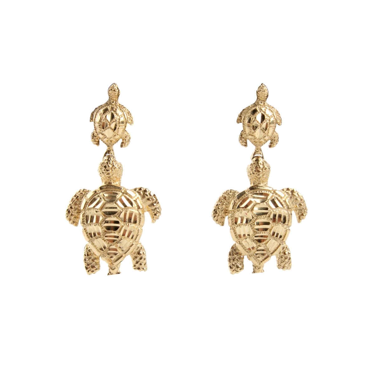 14K Turtle Earrings