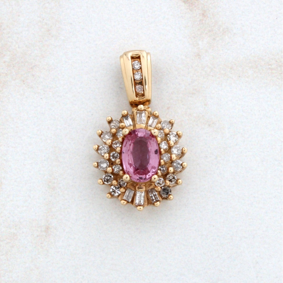 Sapphire, Diamond and 14K Pendant