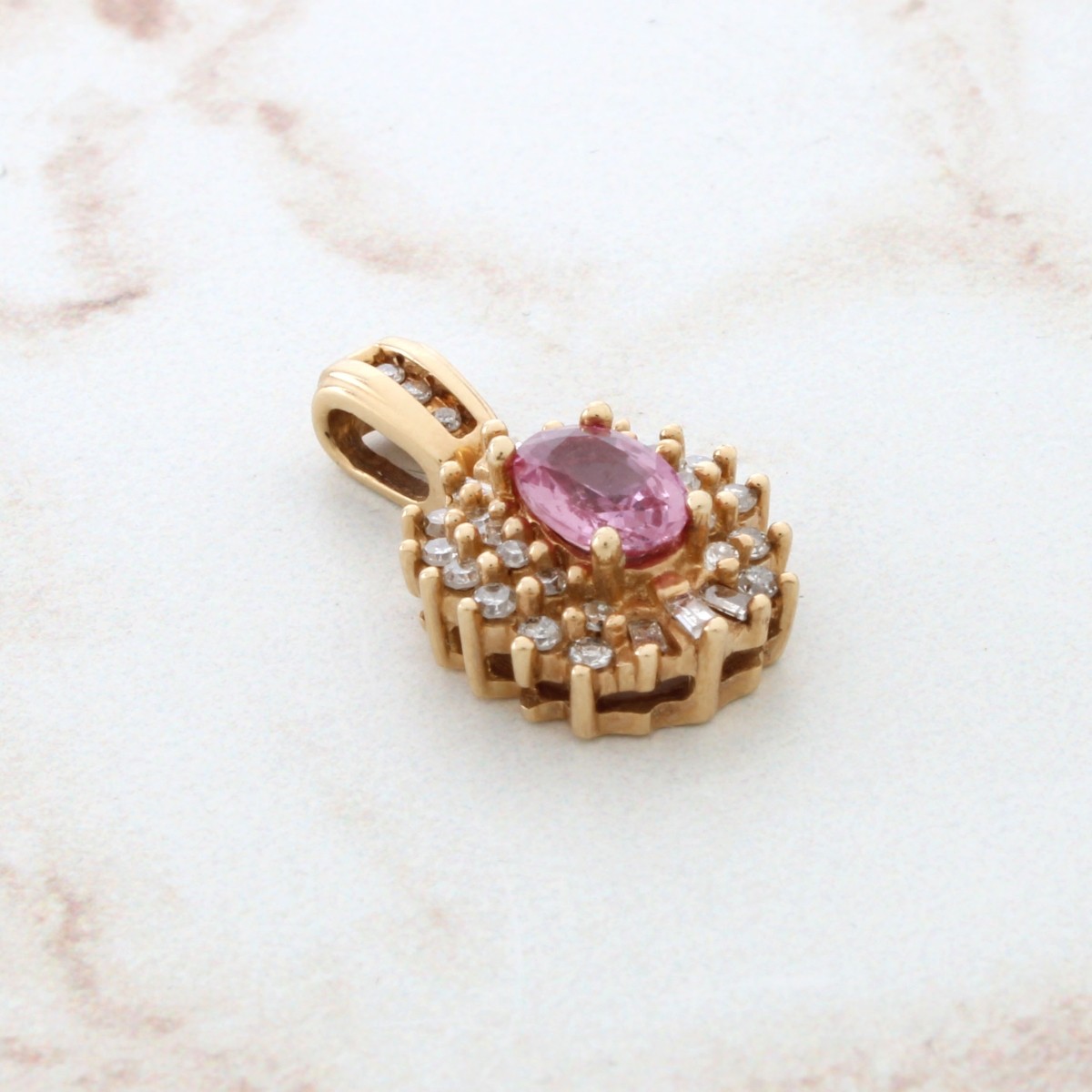 Sapphire, Diamond and 14K Pendant