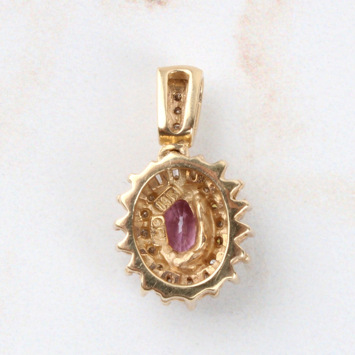 Sapphire, Diamond and 14K Pendant