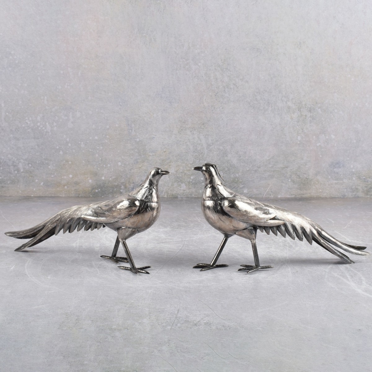 Vintage Pair of Sterling Silver Pheasants