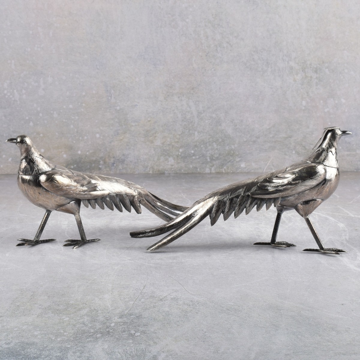 Vintage Pair of Sterling Silver Pheasants