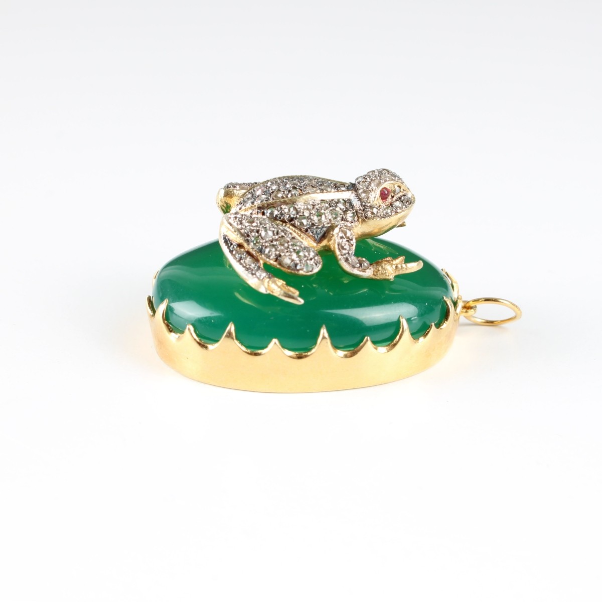 Diamond, Spinel and Onyx Frog Pendant