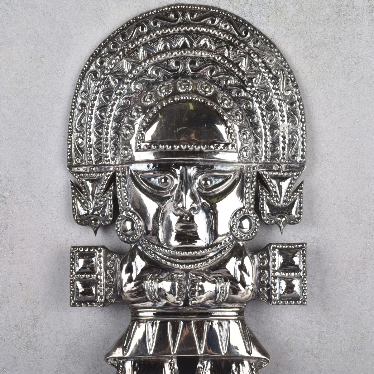 Vintage Peruvian Inca Silver Wall Plaque