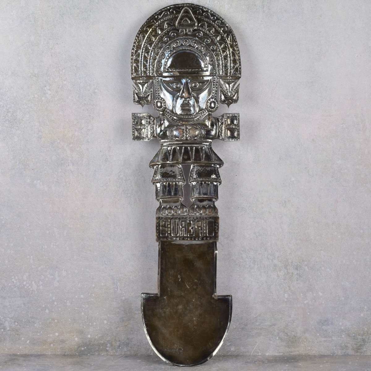 Vintage Peruvian Inca Silver Wall Plaque