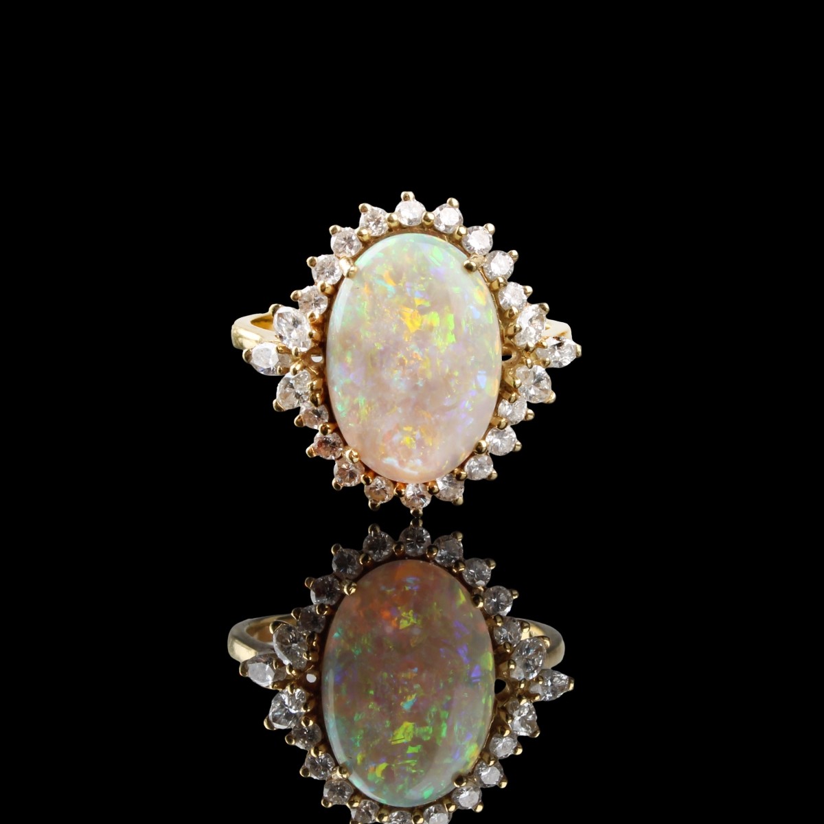 Opal, Diamond and 18K Ring