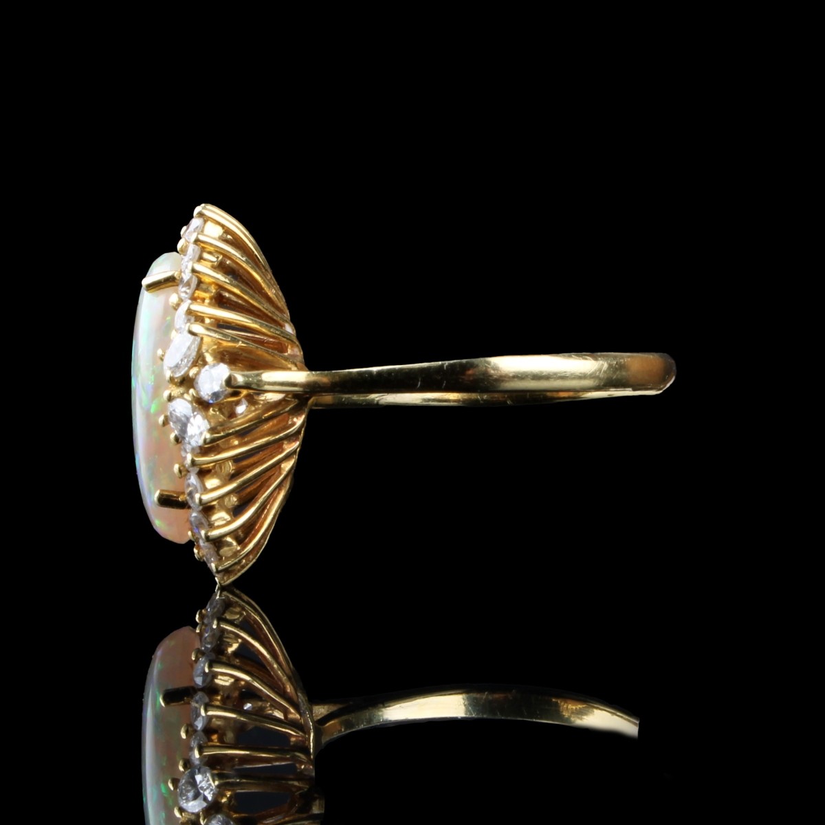 Opal, Diamond and 18K Ring