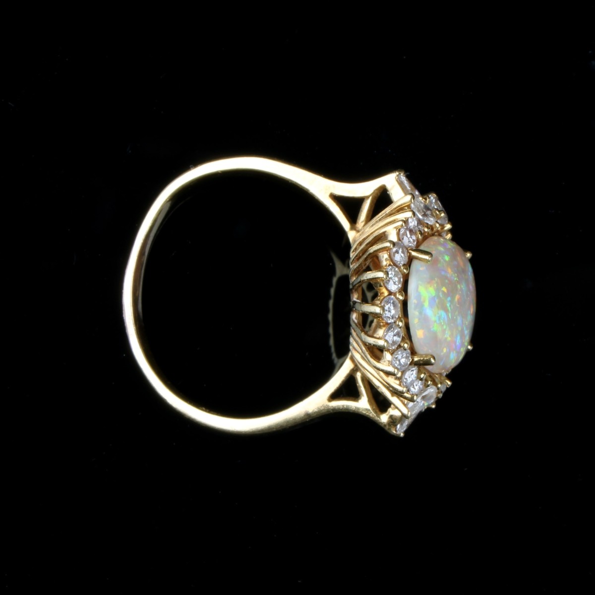Opal, Diamond and 18K Ring
