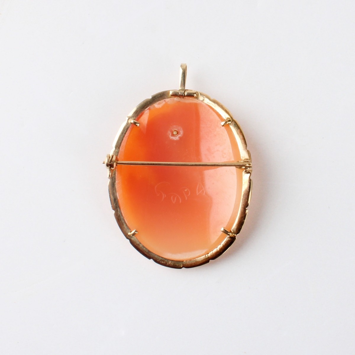 Shell and 14K Cameo Pendant / Brooch