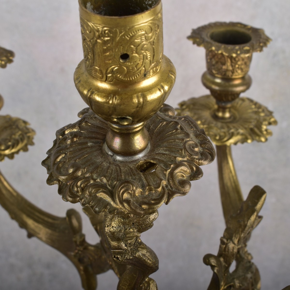 Antique French Bronze and Marble Candelabra