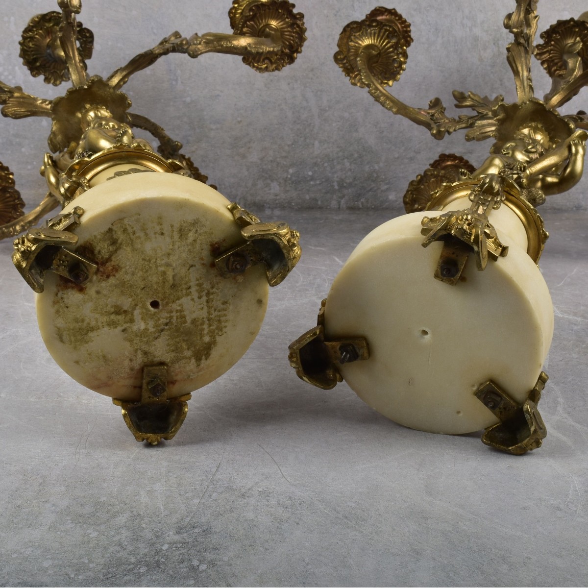 Antique French Bronze and Marble Candelabra