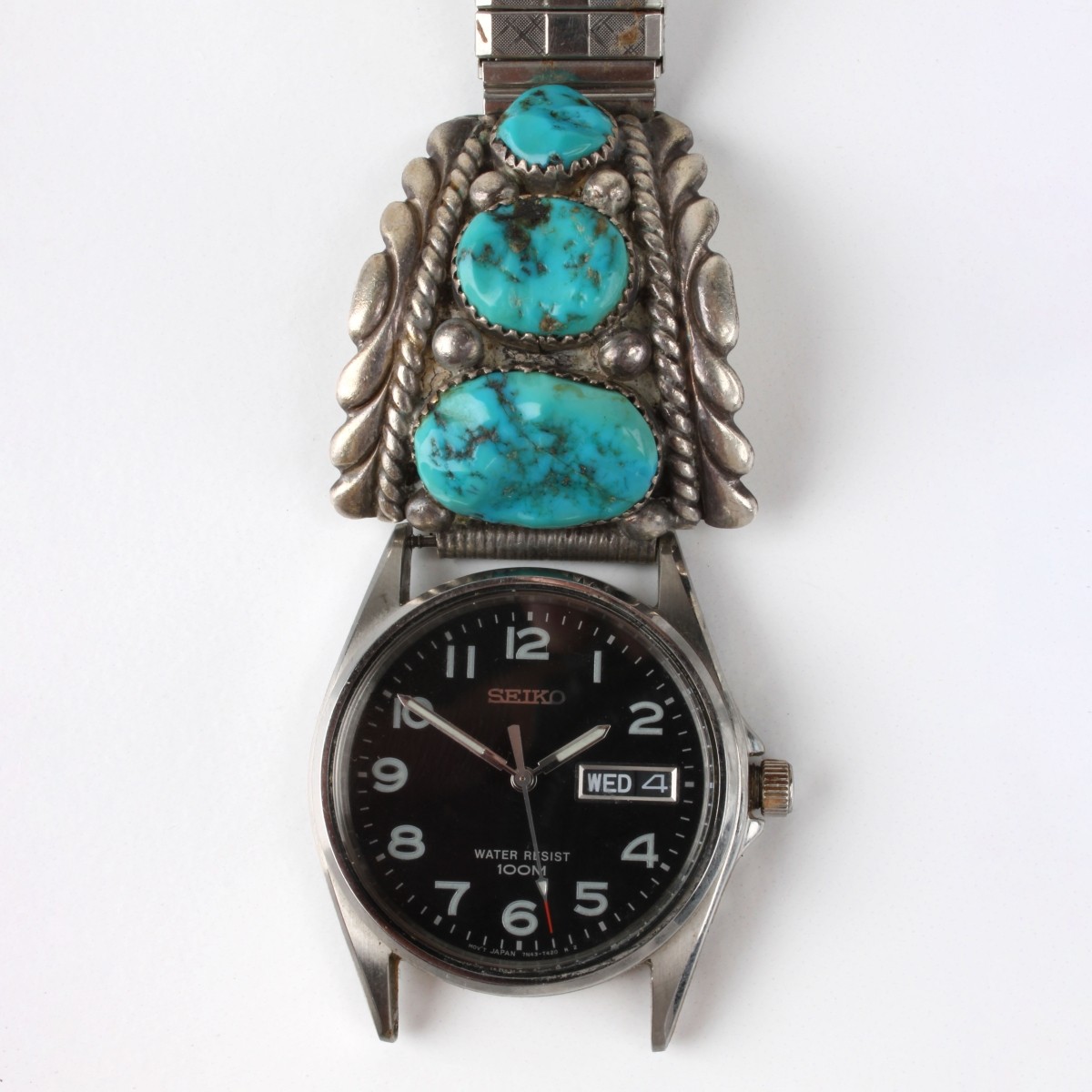Navajo Turquoise and Sterling Watch Bracelet