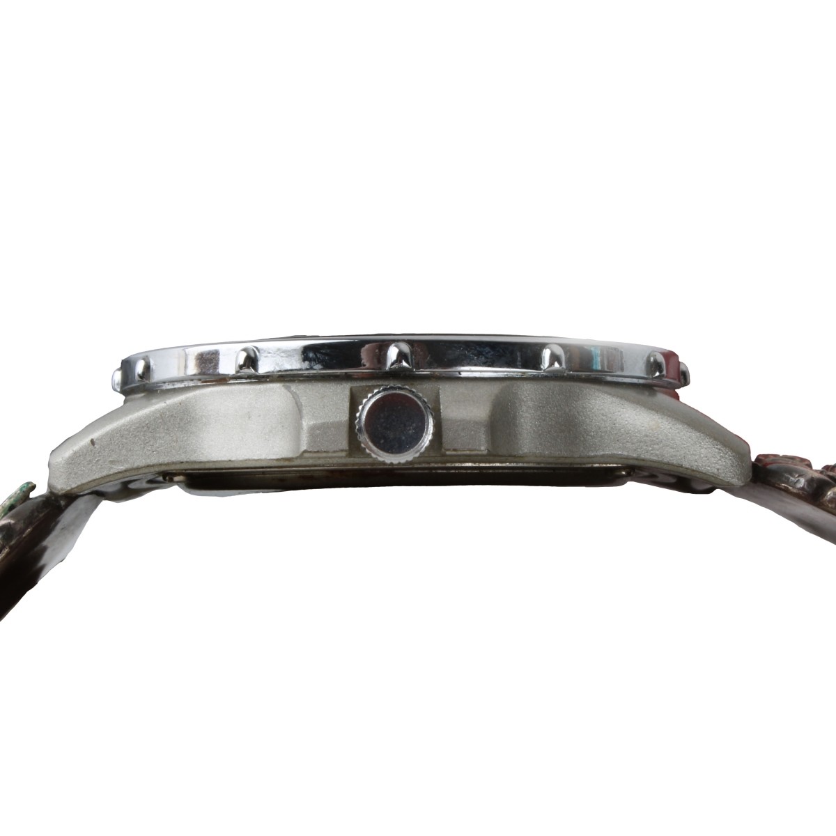 Navajo Turquoise, Coral & Silver Watch Bracelet