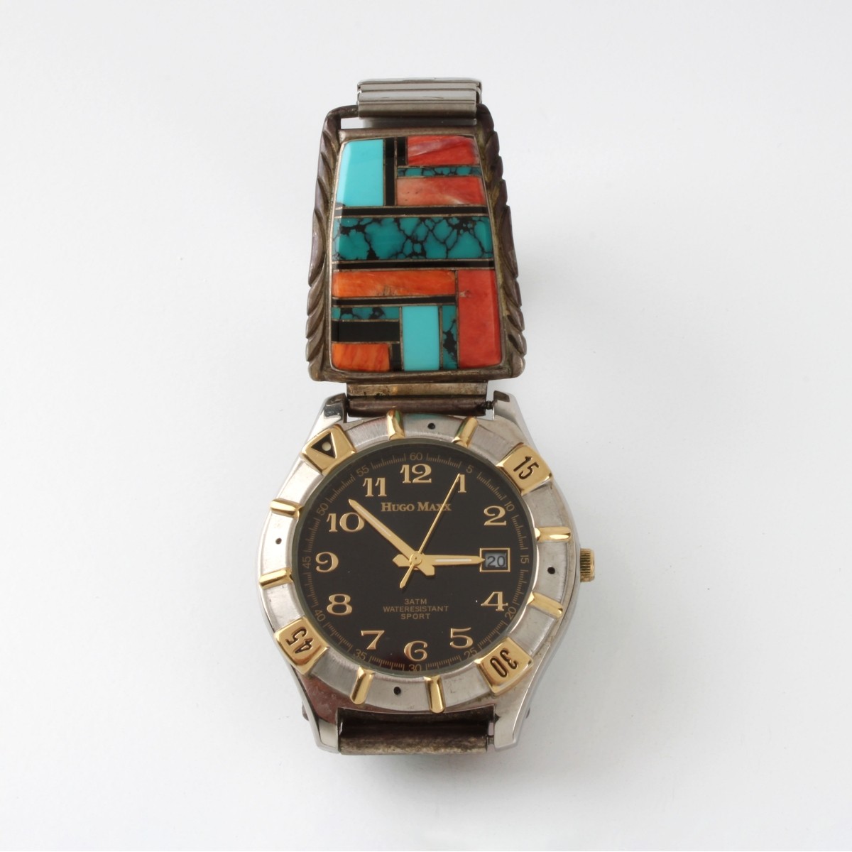 Zuni Hardstone and Silver Watch Bracelet