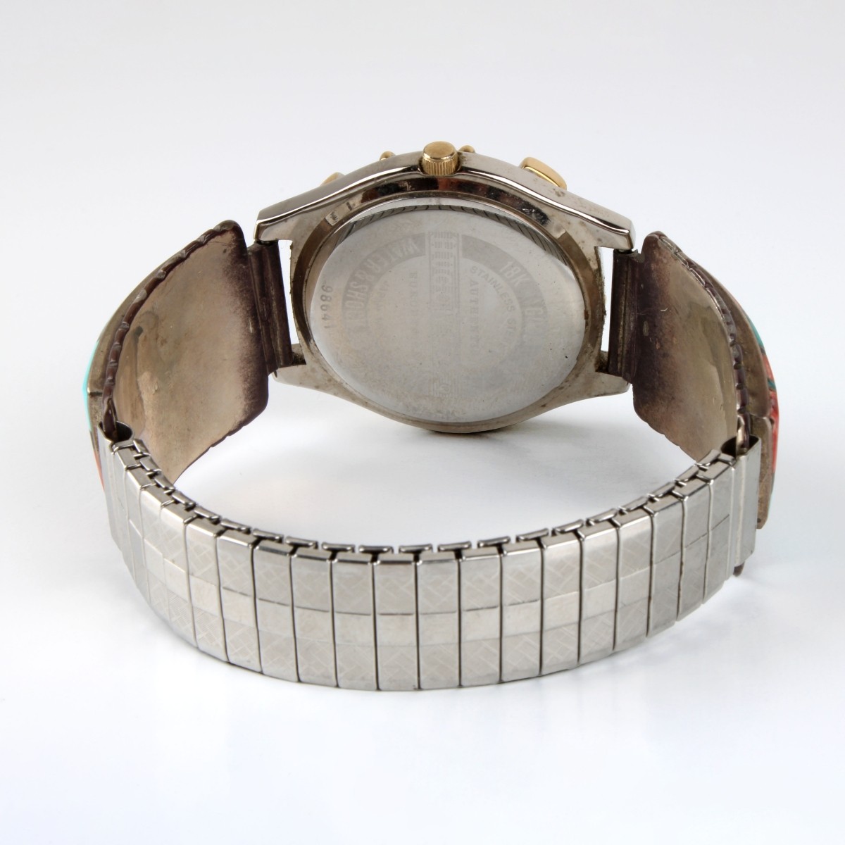 Zuni Hardstone and Silver Watch Bracelet