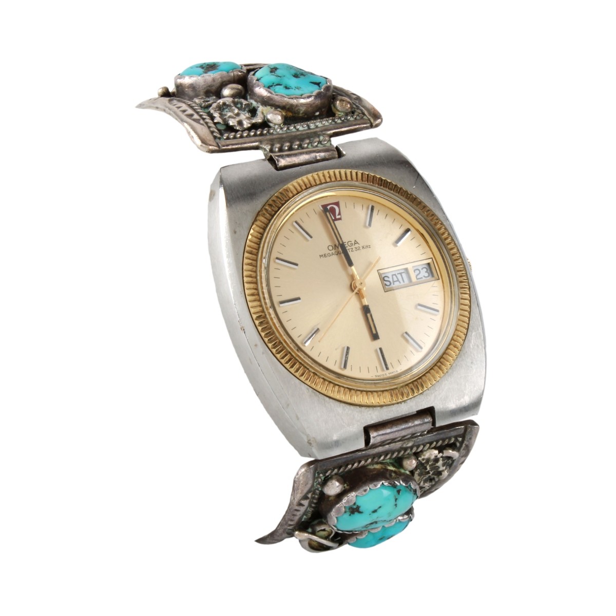 Navajo Turquoise and Sterling Watch Bracelet