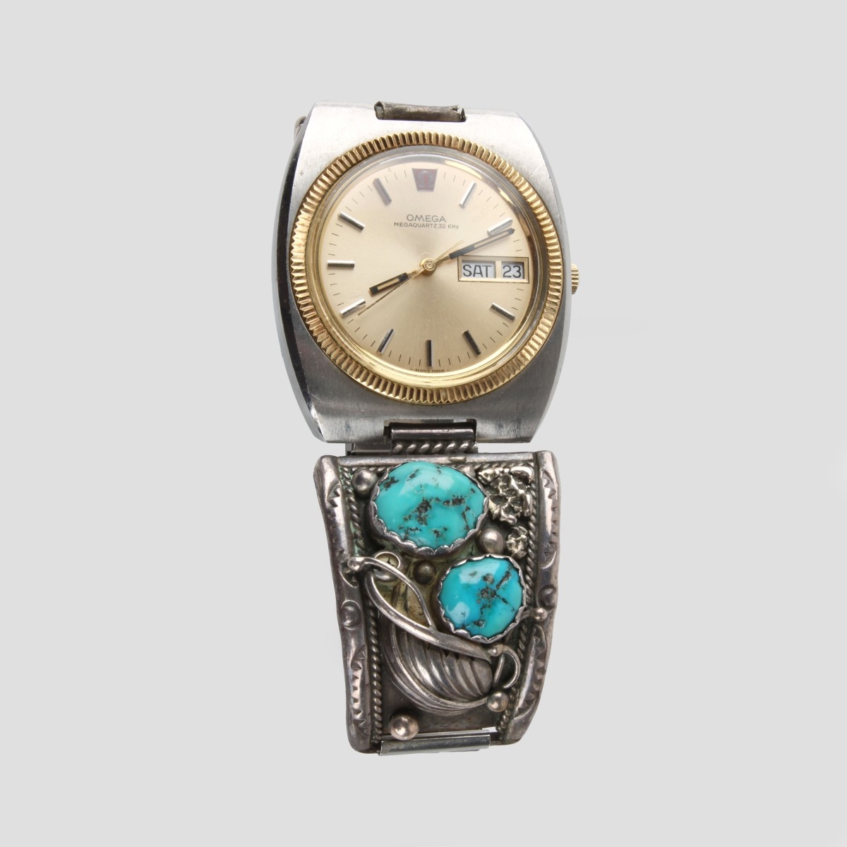 Navajo Turquoise and Sterling Watch Bracelet
