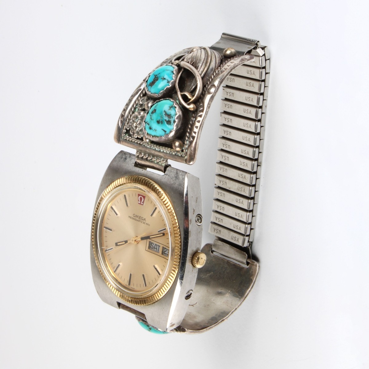Navajo Turquoise and Sterling Watch Bracelet