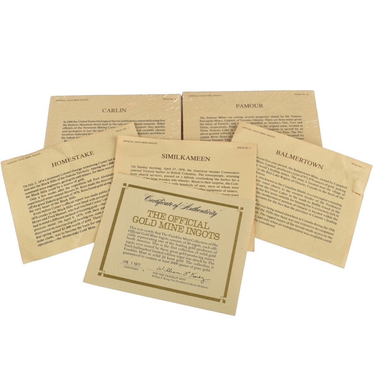 Franklin Mint 24K Gold Mine Ingot Collection
