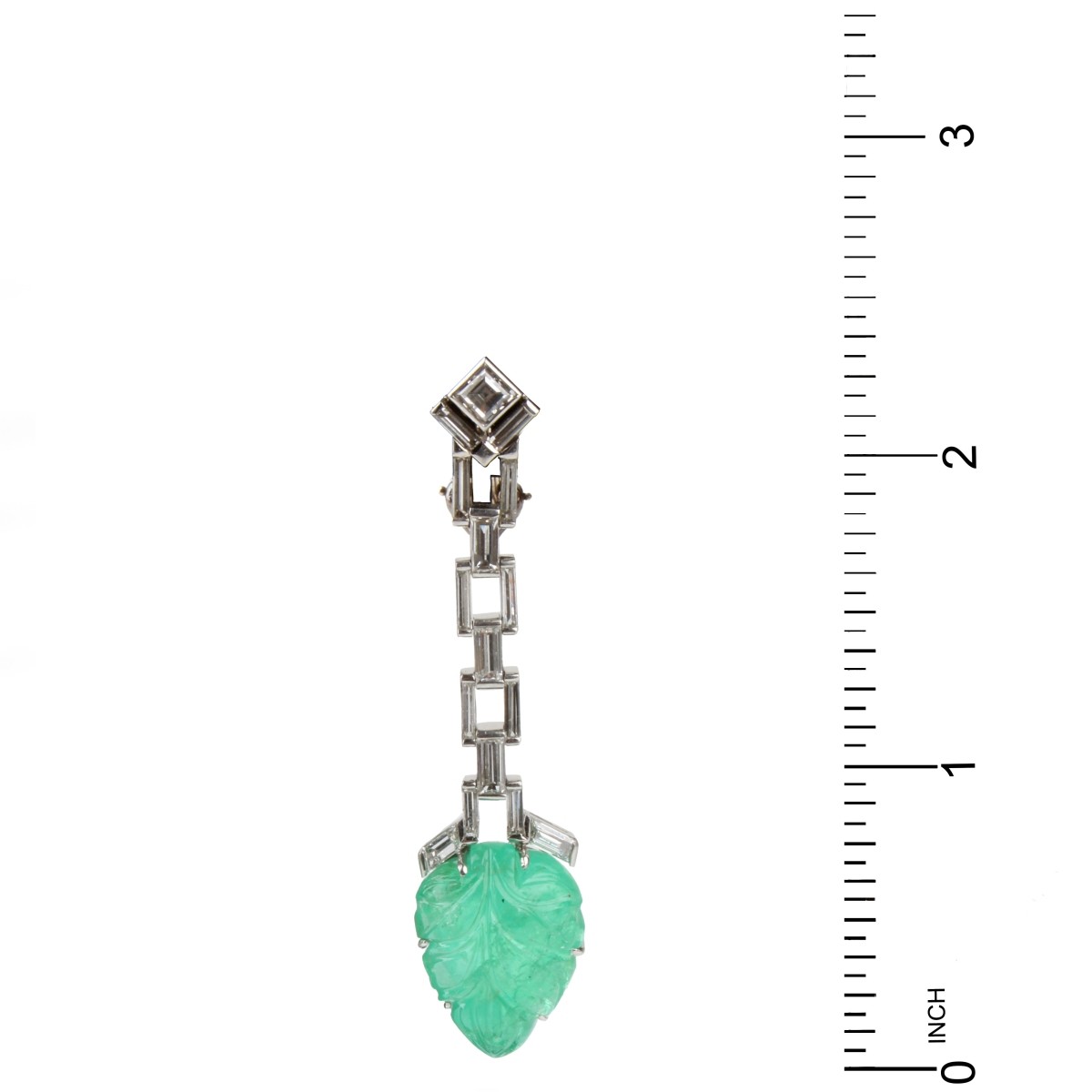 Deco Emerald, Diamond and Platinum Earrings
