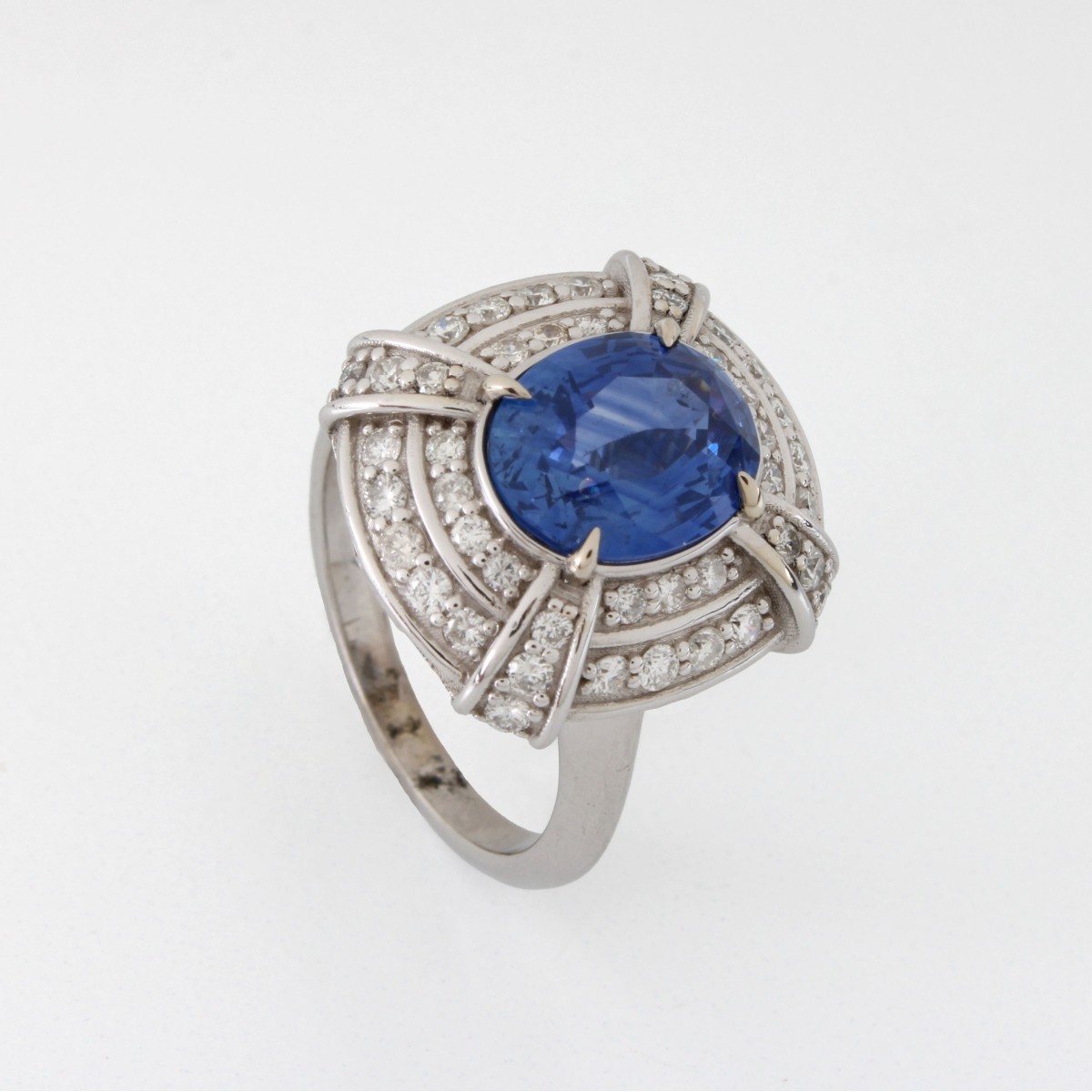 GIA Sapphire, Diamond and 14K Ring